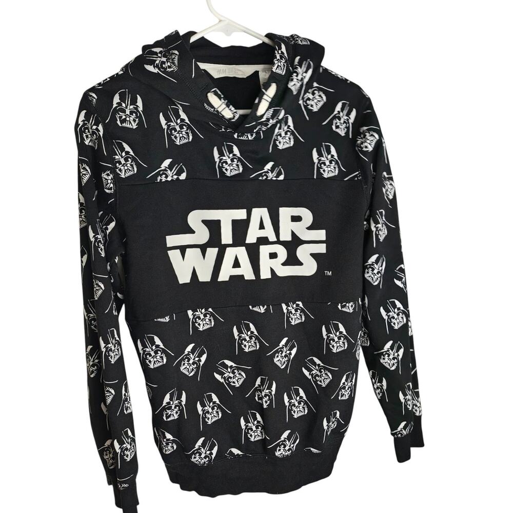 Star Wars Darth Vader Hoodie Mens Small Black H&M Graphic Pullover Sweatshirt